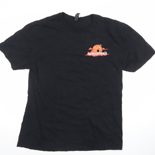 Gildan Mens Black Beavertown Halloween Graphic Cotton T-Shirt Size L