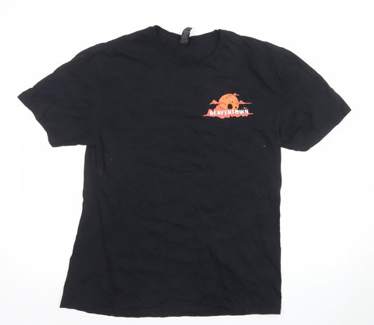 Gildan Mens Black Beavertown Halloween Graphic Cotton T-Shirt Size L