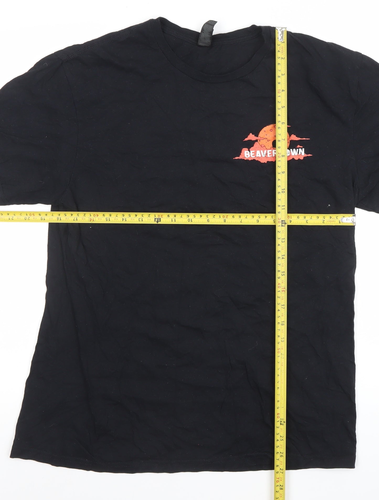 Gildan Mens Black Beavertown Halloween Graphic Cotton T-Shirt Size L