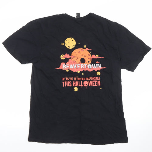 Gildan Mens Black Beavertown Halloween Graphic Cotton T-Shirt Size L