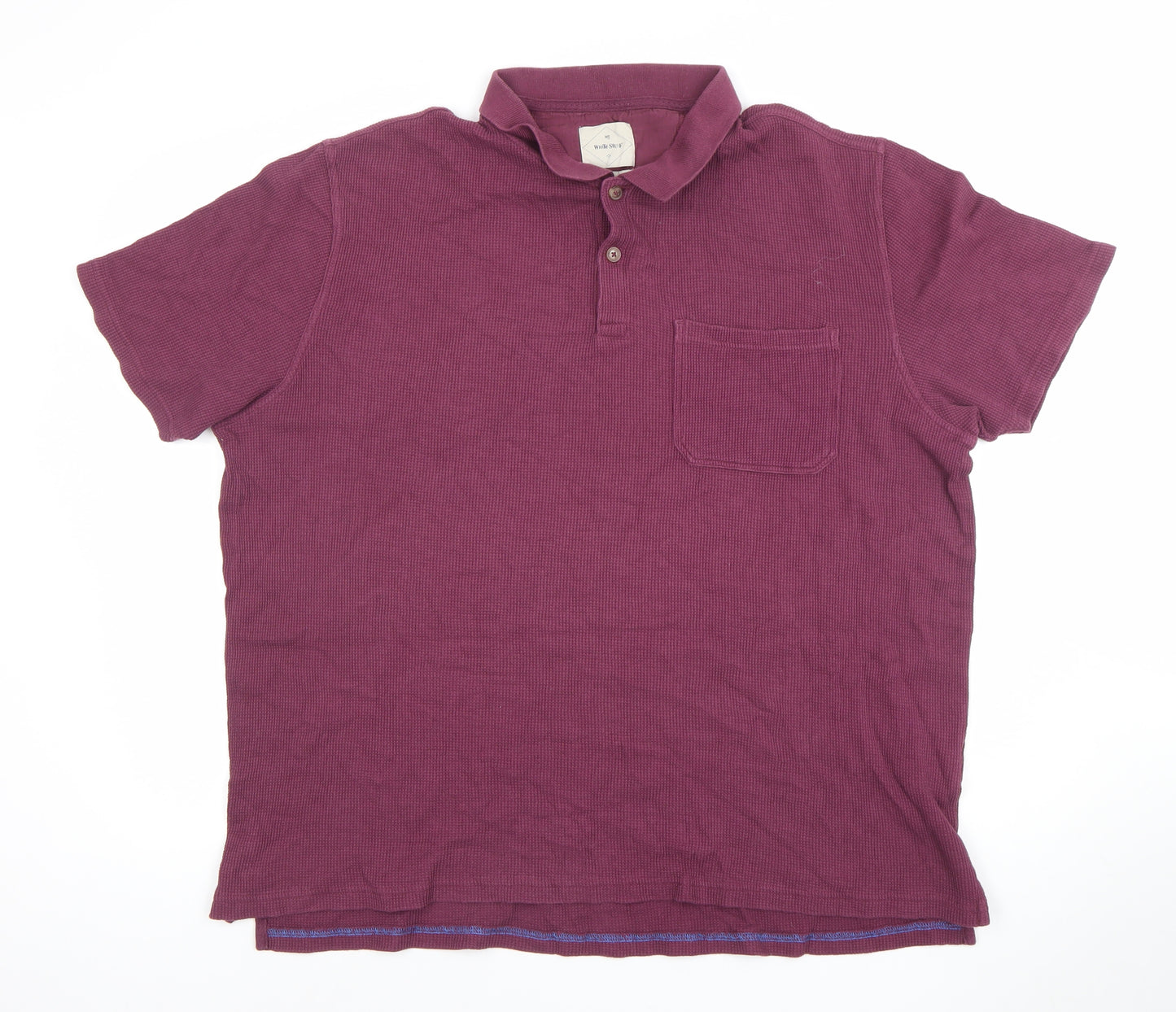 White Stuff Men's Purple Cotton Polo Shirt Size 2XL