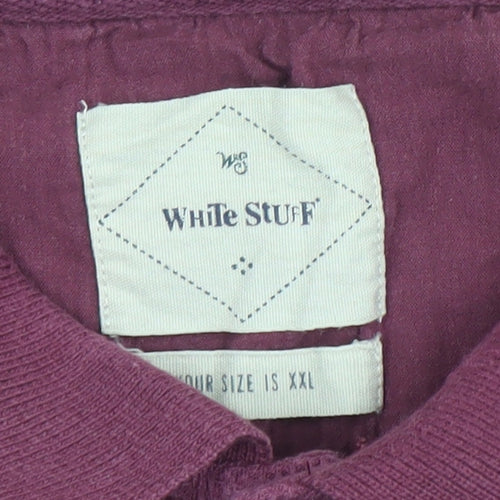 White Stuff Men's Purple Cotton Polo Shirt Size 2XL