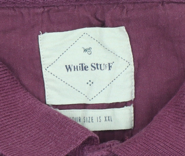White Stuff Men's Purple Cotton Polo Shirt Size 2XL