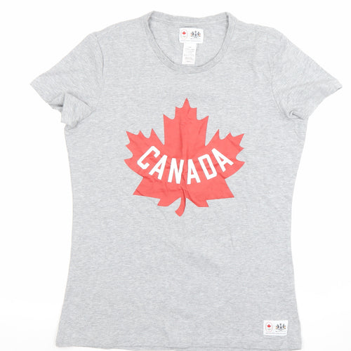 Hudson's Bay Women’s Grey Canada T-Shirt Size L Cotton Blend