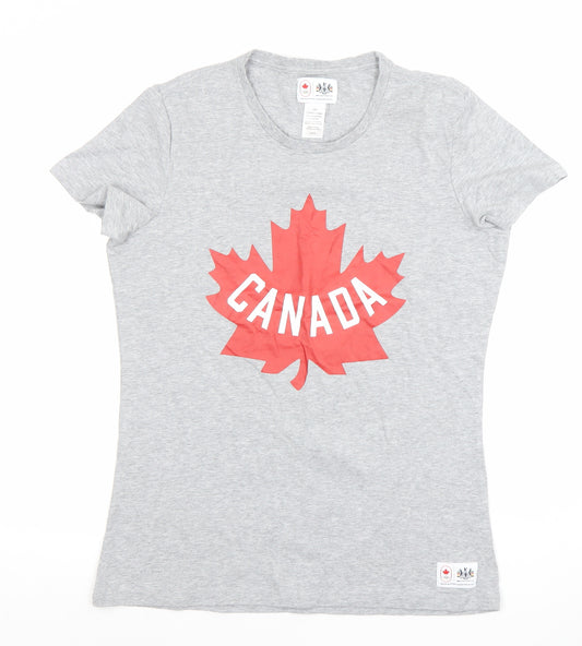 Hudson's Bay Women’s Grey Canada T-Shirt Size L Cotton Blend