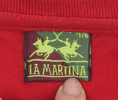 La Martina Boys Red Polo Shirt Porsche Team Logo 11-12 Years 100% Cotton