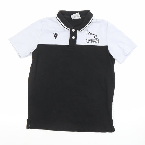 Macron Boys Black Polo Shirt XXS Newcastle Falcons Rugby Top