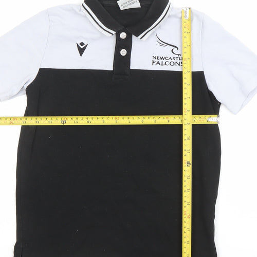 Macron Boys Black Polo Shirt XXS Newcastle Falcons Rugby Top