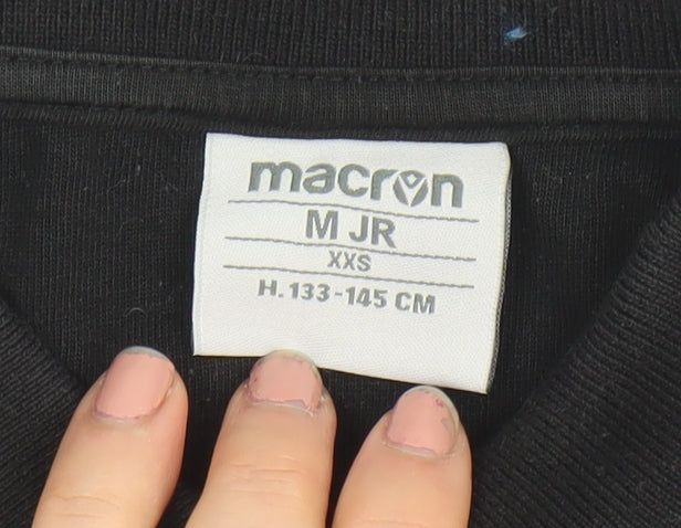 Macron Boys Black Polo Shirt XXS Newcastle Falcons Rugby Top