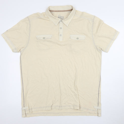 Marks and Spencer North Coast Beige Cotton Short Sleeve Polo Shirt Men’s L