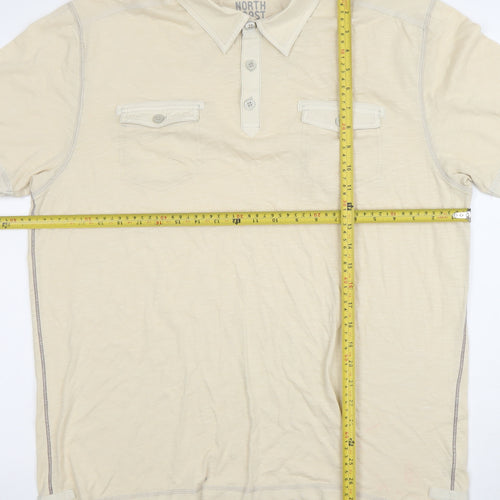 Marks and Spencer North Coast Beige Cotton Short Sleeve Polo Shirt Men’s L