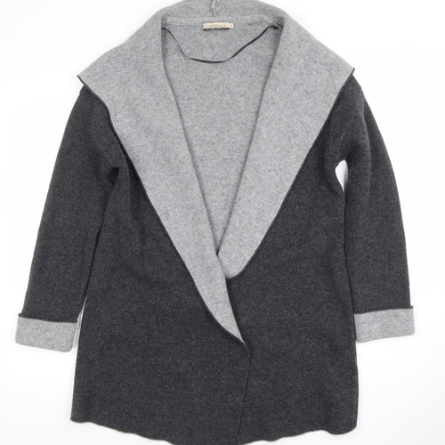 Chiaramonte Womens Grey Wool Blend Open Front Long Sleeve Cardigan L