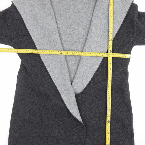 Chiaramonte Womens Grey Wool Blend Open Front Long Sleeve Cardigan L