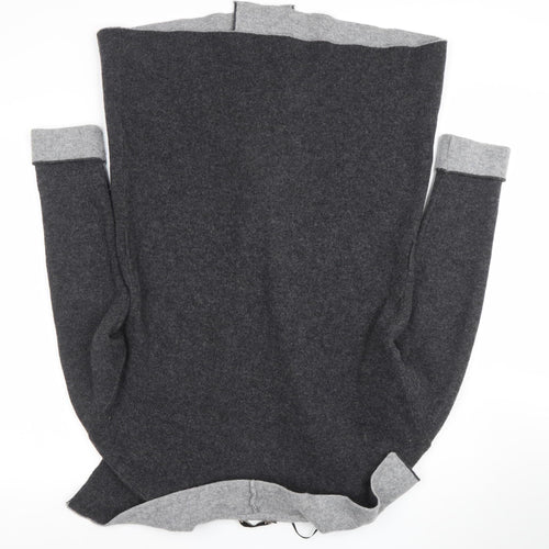 Chiaramonte Womens Grey Wool Blend Open Front Long Sleeve Cardigan L