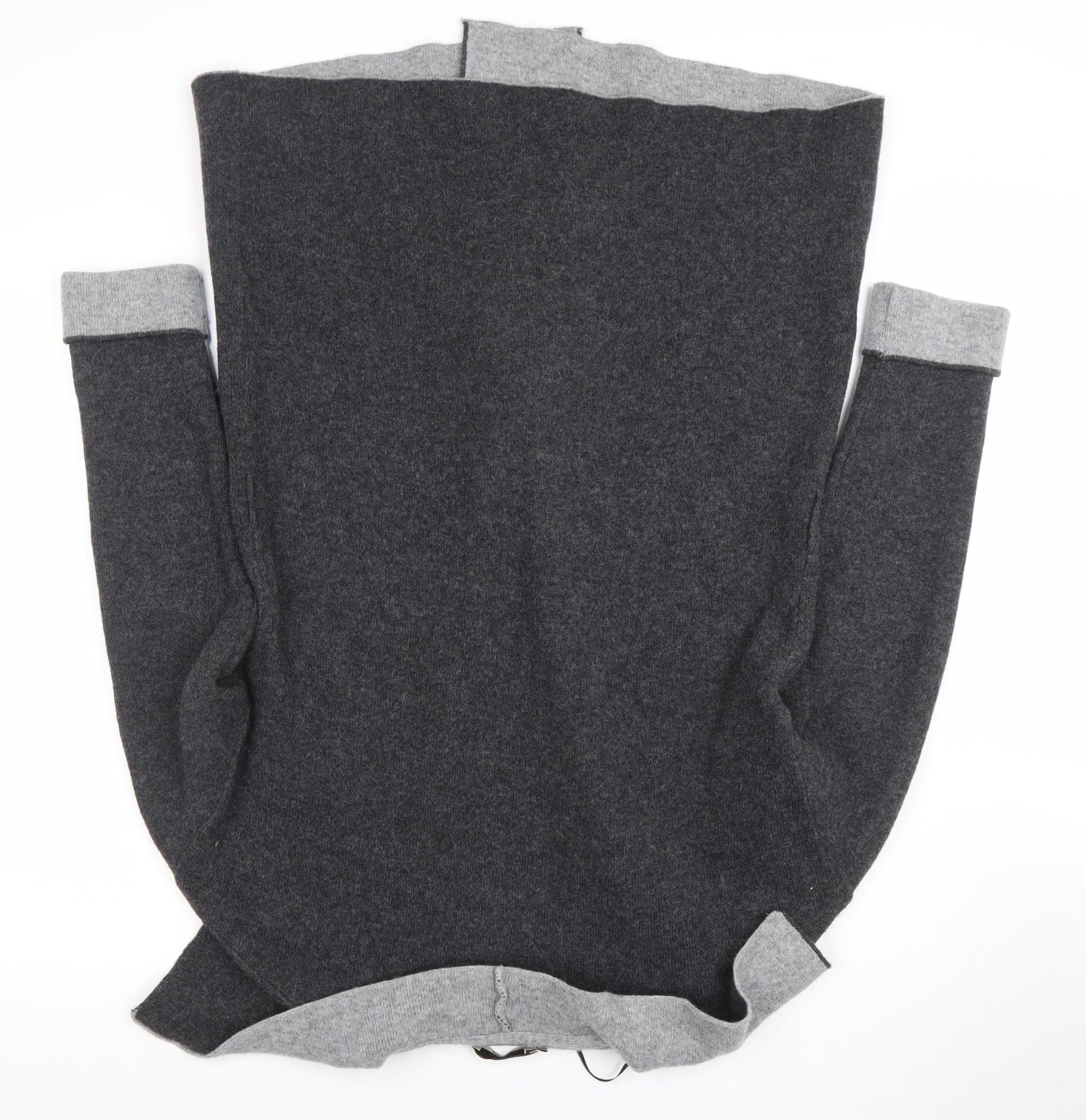 Chiaramonte Womens Grey Wool Blend Open Front Long Sleeve Cardigan L