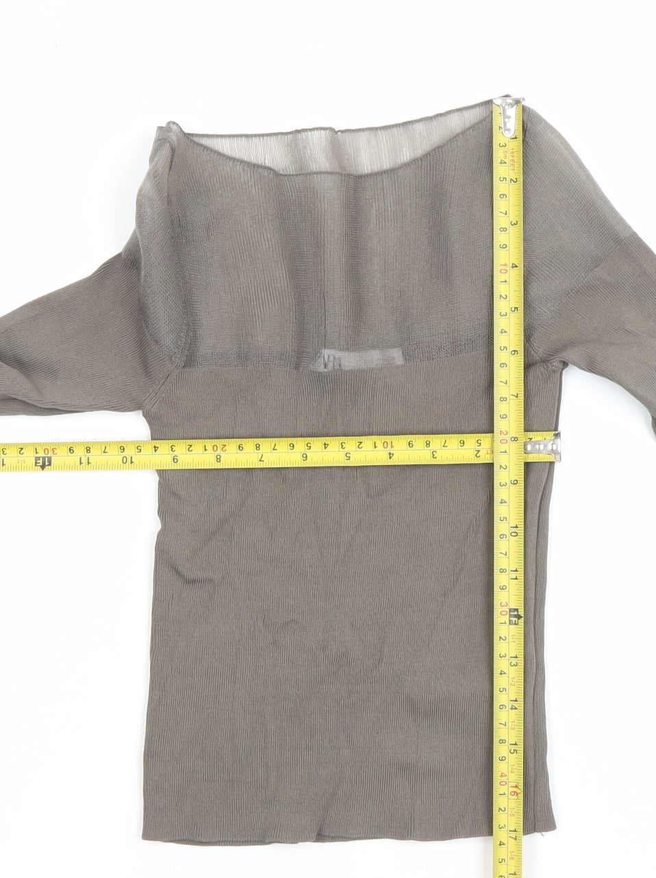 ZARA Women’s Grey Knit Slim Fit Boat Neck Long Sleeve Blouse Size S
