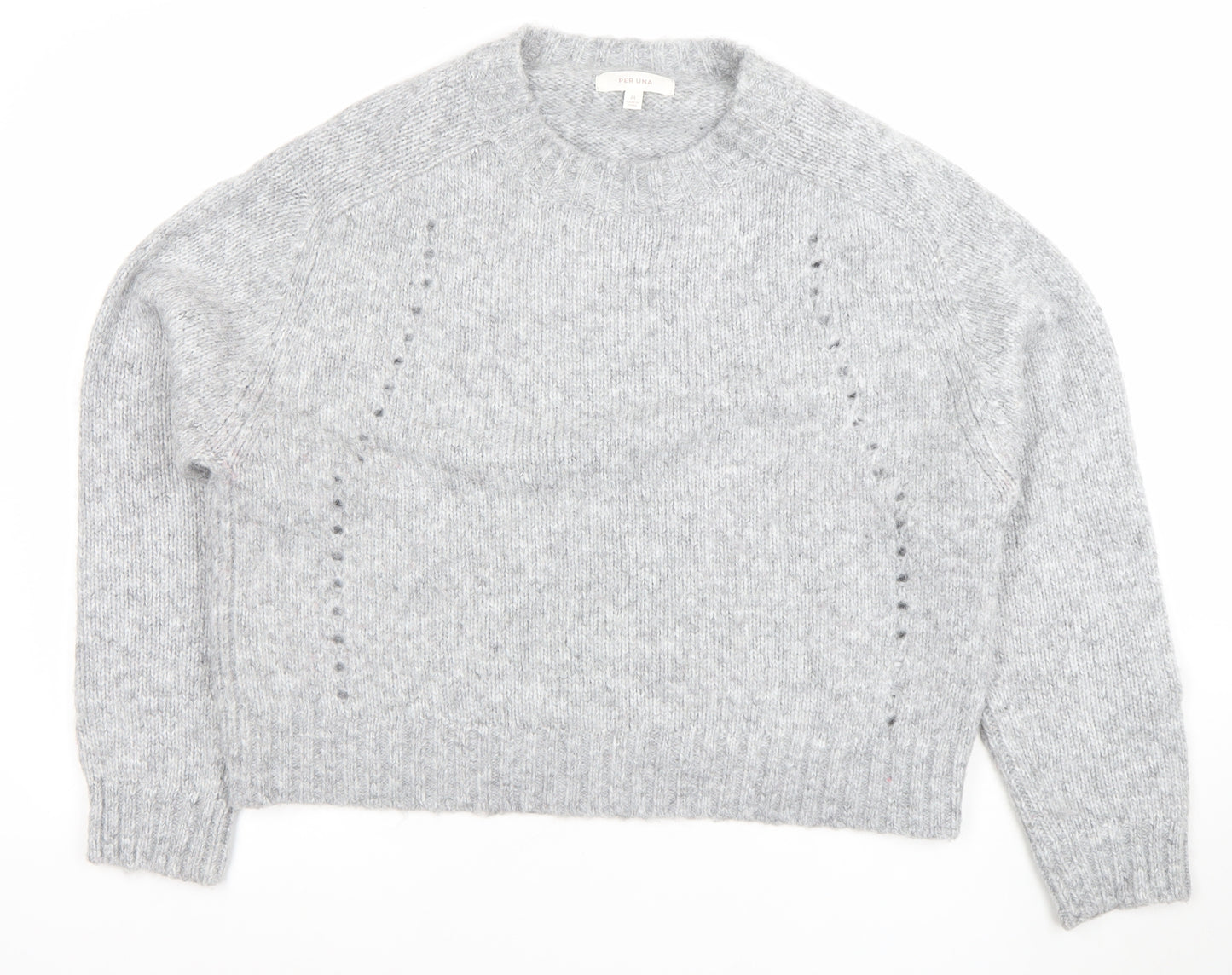 Marks and Spencer Per Una Women Grey Knit Alpaca Blend Jumper M