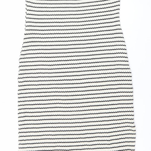 MNG Women's Black White Striped Slip Dress Size 12 Summer Knit