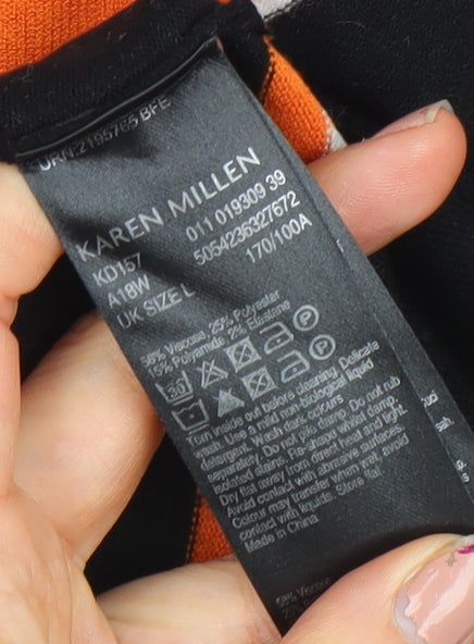 Karen Millen Women's Multicoloured Striped Knit Long Sleeve Top Size L