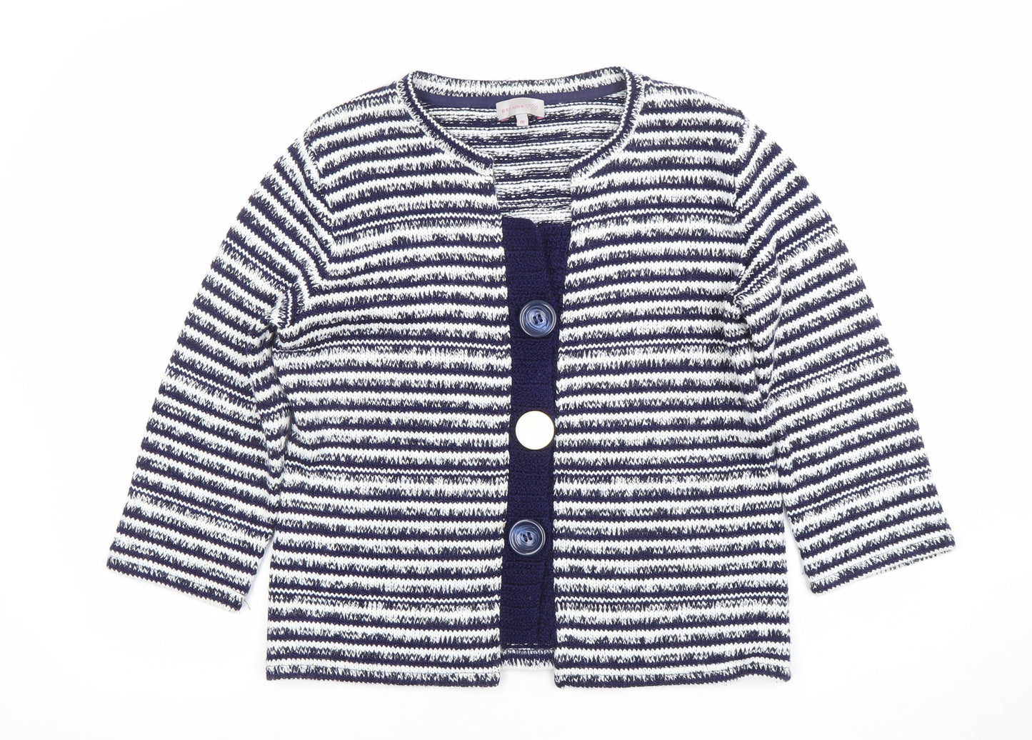 Marks and Spencer Women Blue Striped Knit Cardigan Size M