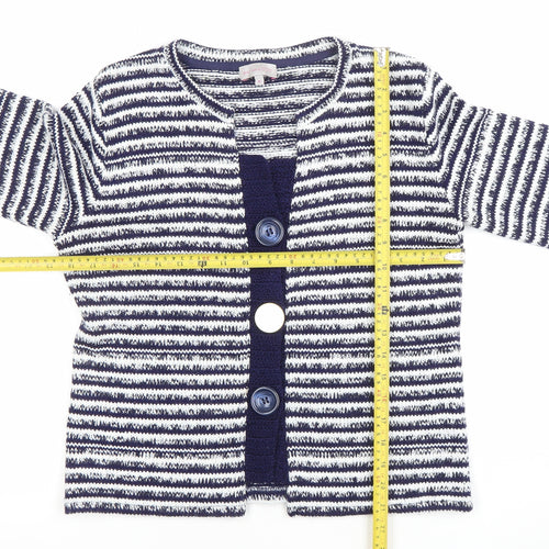 Marks and Spencer Women Blue Striped Knit Cardigan Size M