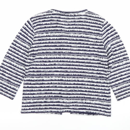 Marks and Spencer Women Blue Striped Knit Cardigan Size M