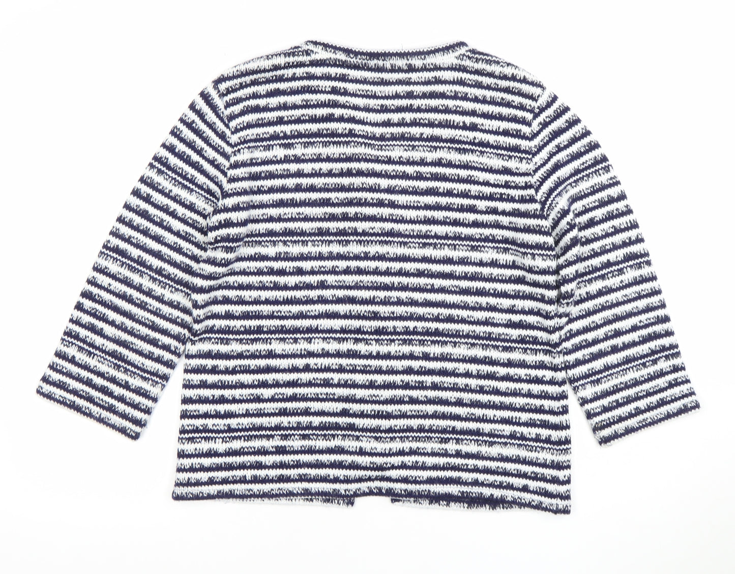 Marks and Spencer Women Blue Striped Knit Cardigan Size M