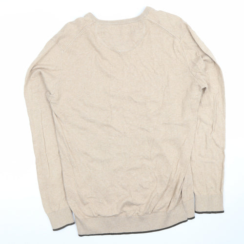 El Ganso Men's Beige V-Neck Cotton Jumper Size S