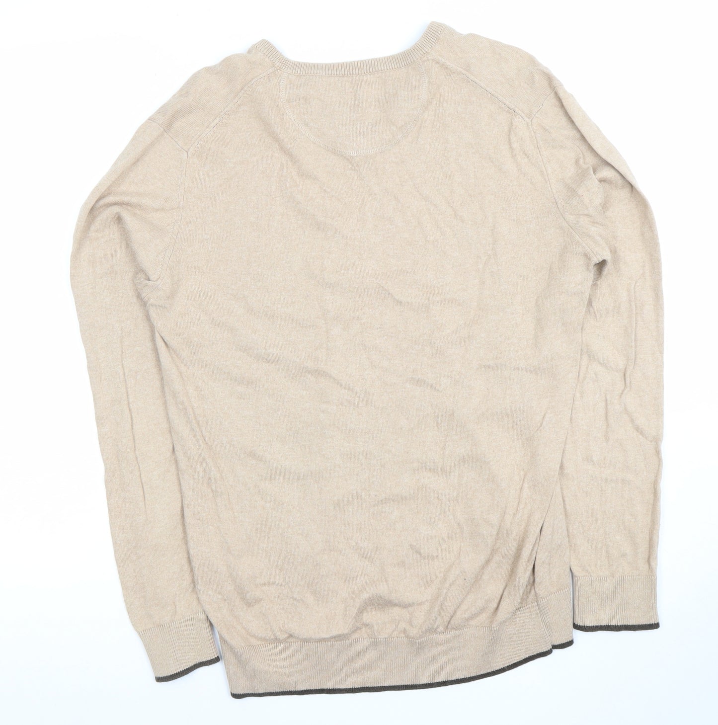 El Ganso Men's Beige V-Neck Cotton Jumper Size S