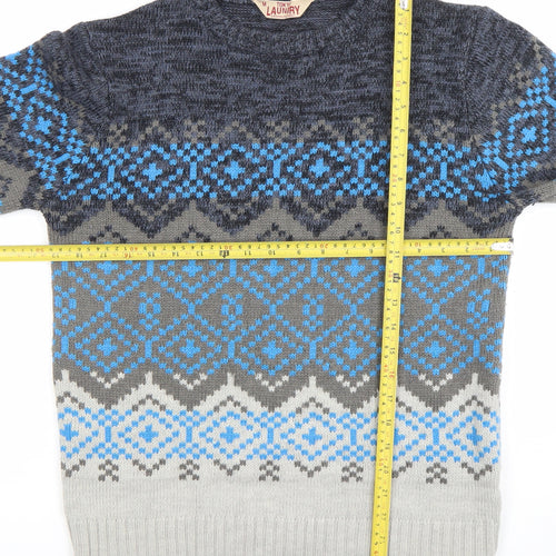 Tokyo Laundry Mens Grey Fair Isle Wool Blend Pullover Jumper M