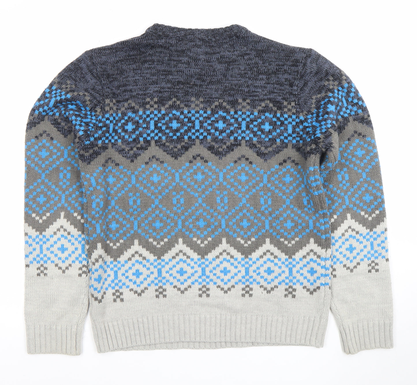 Tokyo Laundry Mens Grey Fair Isle Wool Blend Pullover Jumper M