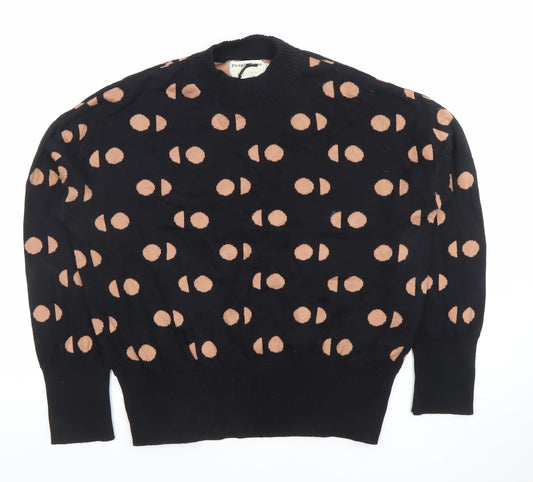 People Tree Women's Black Polka Dot Organic Cotton Jumper Size 8