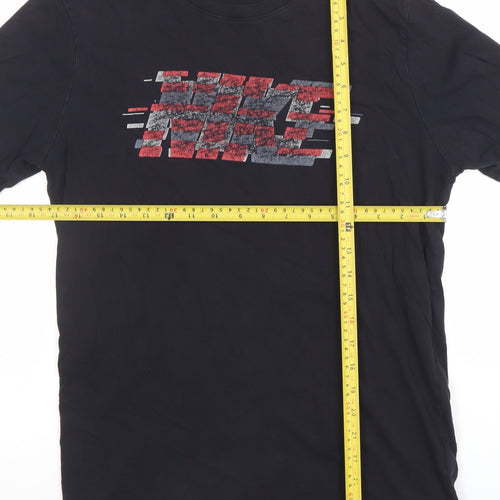 Nike Men's Black Graphic Sports T-Shirt Size L Cotton Regular Fit