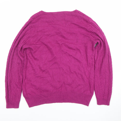 Debenhams Women Purple V-Neck Cable Knit Jumper Size 14