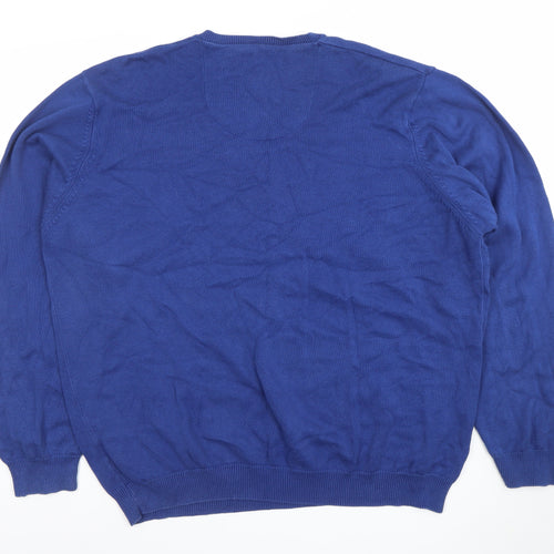 Marks and Spencer Men's Blue 2XL V-Neck Cotton Jumper