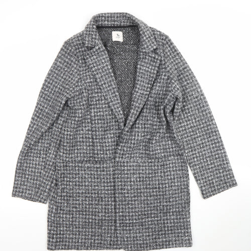 Tu Women’s Grey Checked Mid-Length Polyester Overcoat Size 12