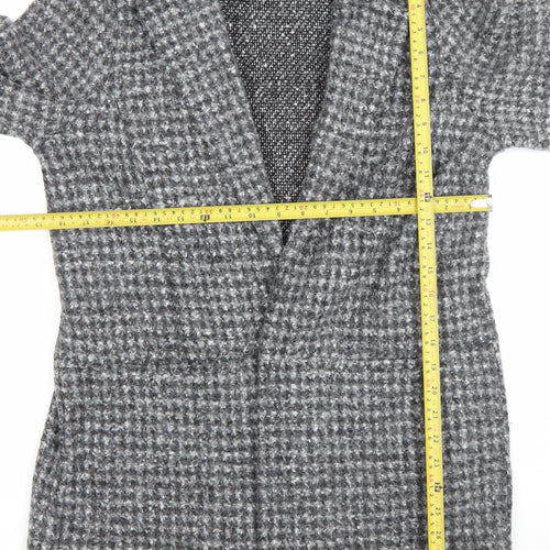 Tu Women’s Grey Checked Mid-Length Polyester Overcoat Size 12