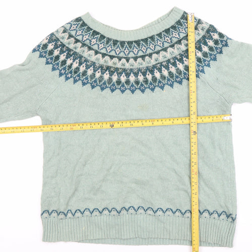 Fat Face Women's Green Fair Isle Knit Jumper Size 10