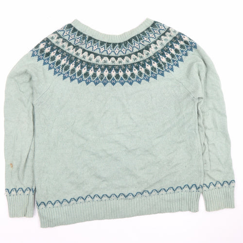 Fat Face Women's Green Fair Isle Knit Jumper Size 10