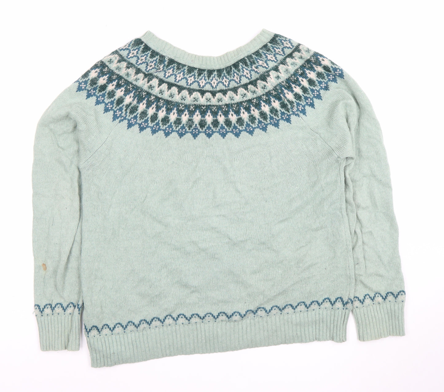 Fat Face Women's Green Fair Isle Knit Jumper Size 10