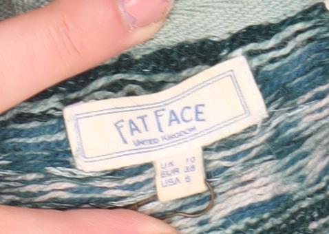 Fat Face Women's Green Fair Isle Knit Jumper Size 10