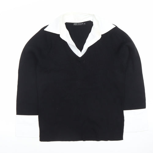 Debbie Morgan Womens Black V-Neck Knit Jumper XL