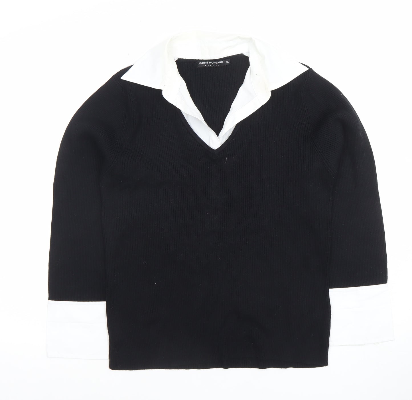 Debbie Morgan Womens Black V-Neck Knit Jumper XL