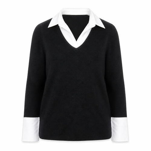 Debbie Morgan Womens Black V-Neck Knit Jumper XL