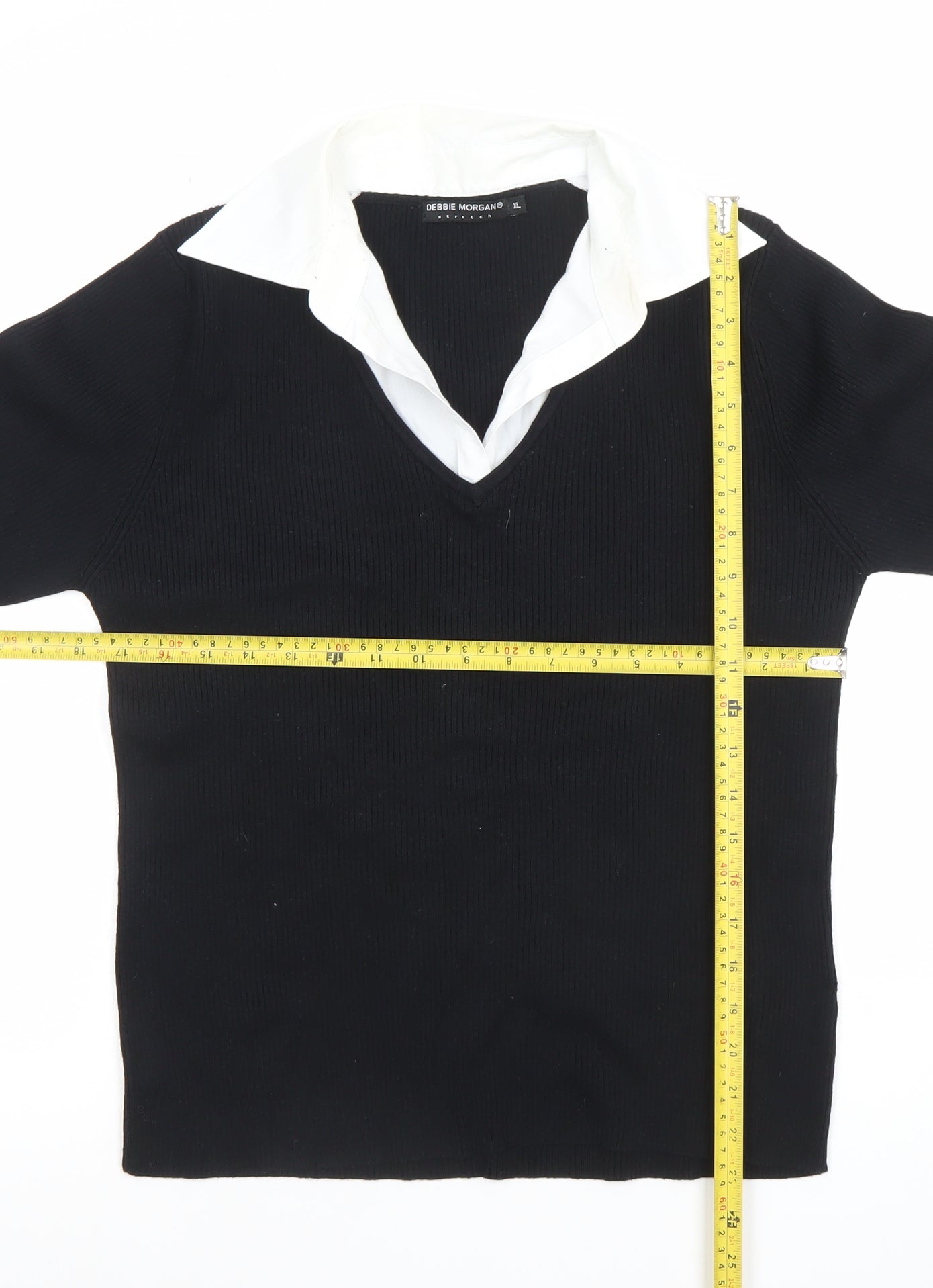 Debbie Morgan Womens Black V-Neck Knit Jumper XL