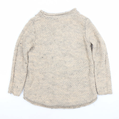 Marks & Spencer Girls Beige Fox Sequin Jumper 5-6 Years Wool Blend Knit