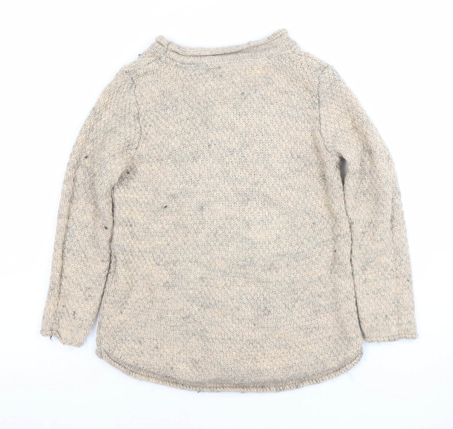 Marks & Spencer Girls Beige Fox Sequin Jumper 5-6 Years Wool Blend Knit