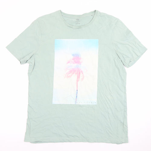 Marks and Spencer Men's Green California Graphic Regular Fit T-Shirt L