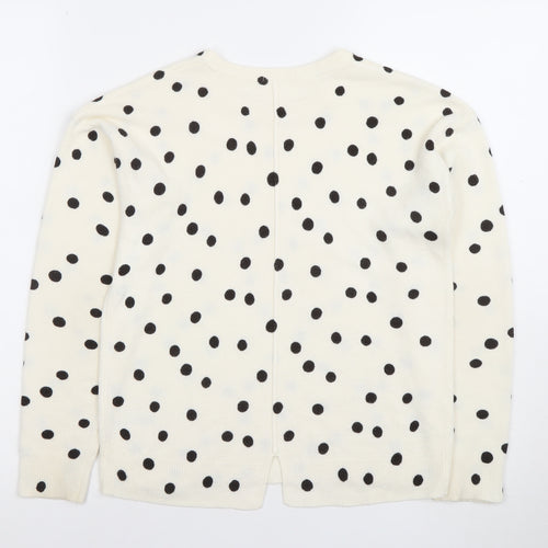 Next Girls Ivory Black Polka Dot Acrylic Jumper 11 Years Long Sleeve Crew Neck