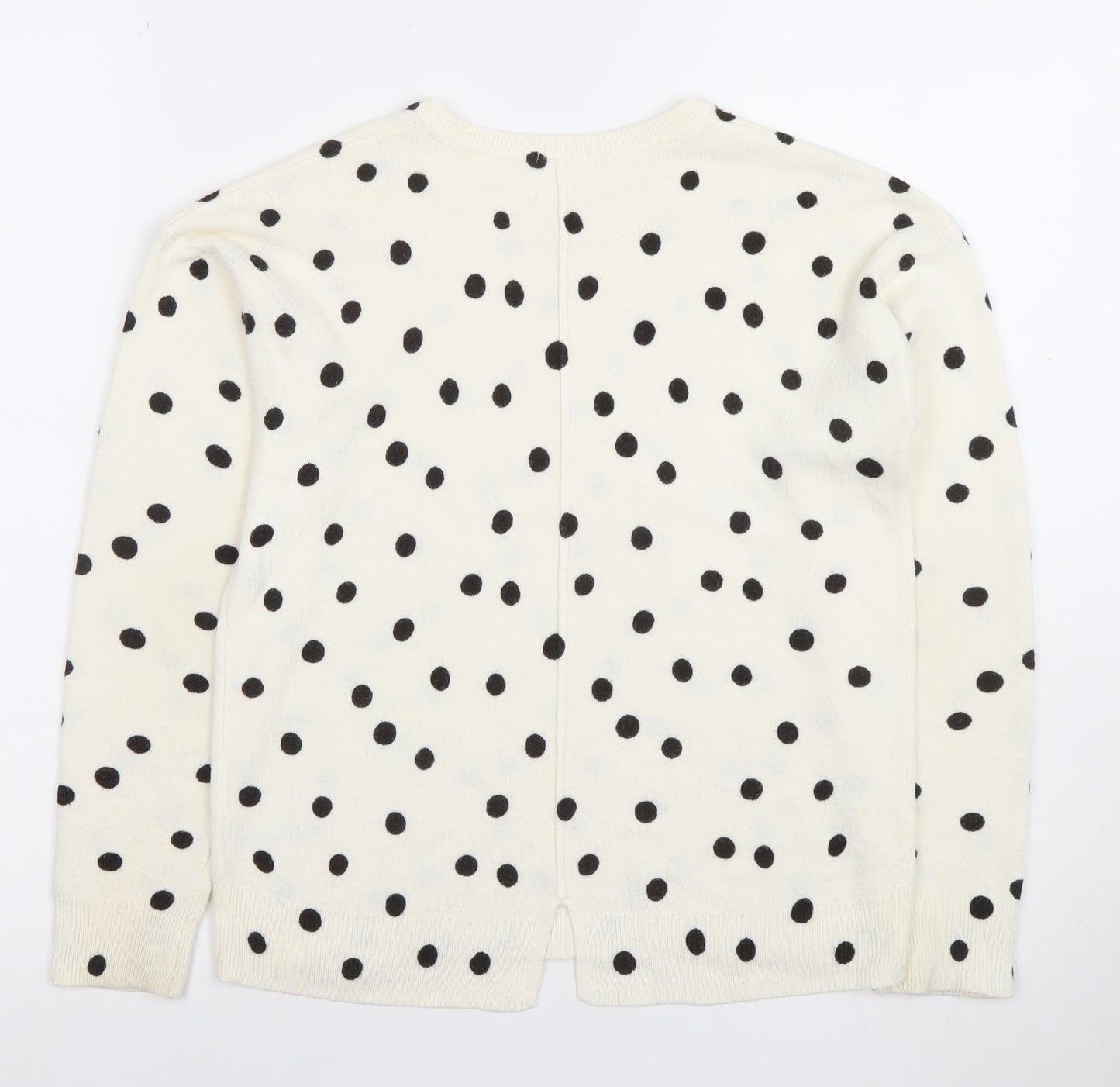 Next Girls Ivory Black Polka Dot Acrylic Jumper 11 Years Long Sleeve Crew Neck